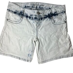 Guess Jean Short VTG Y2K Bleached Denim Women SZ 31 10 Cotton Zip 80s Yoke Skate